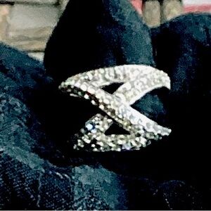 Platinum Plated CZ Cocktail ring size 5